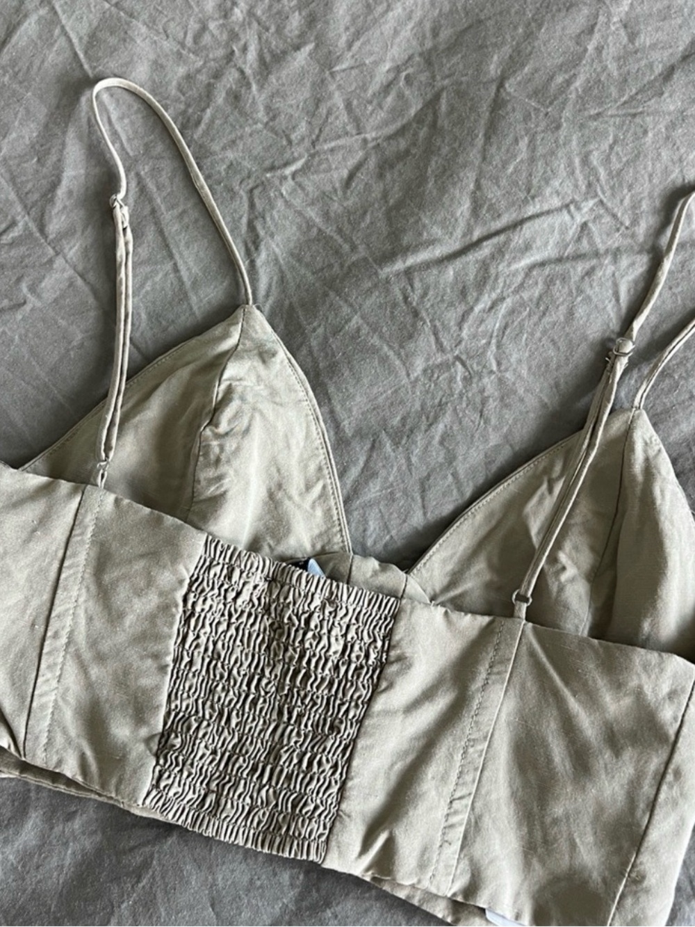 Zara Taupe Lace-Up Cropped Bustier Camisole - Picture 8 of 11